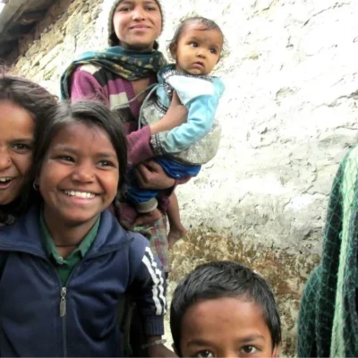 Children from a local village having fun.