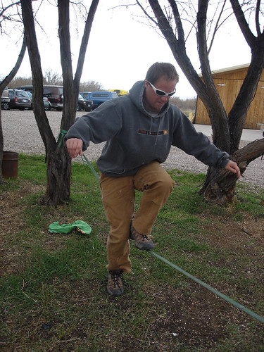 Jason masters the slackline.