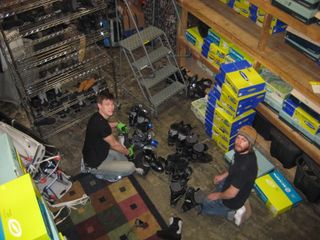 Andy storing Telemark Boots for the summer