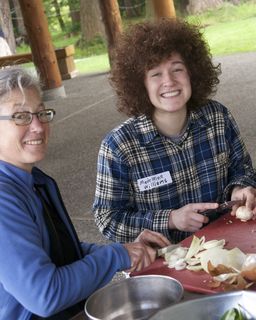 NOLS alumni baking practice 