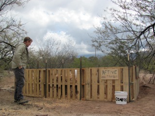 Andrew explaining his compost system Andrew explaining his compost system