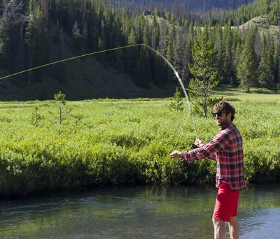 *July 24 2012 fly fishing in Bliss Creek Meadow Wyoming on Course Wilderness Horsepacking