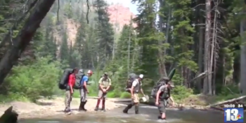 Students backpacking on a NOLS course