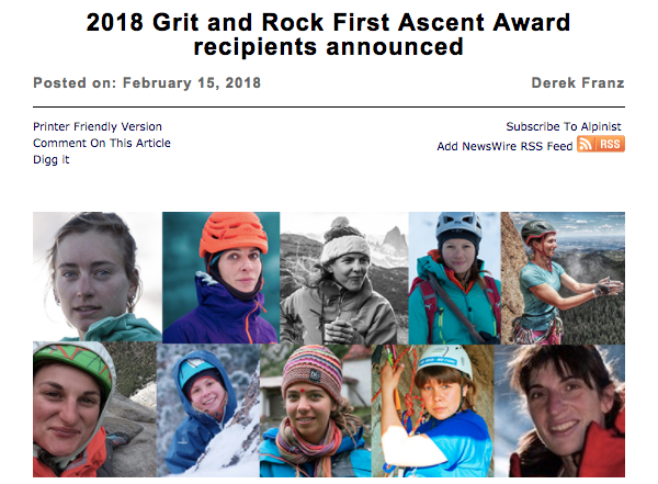 Headshots of the ten 2018 Grit & Rock First Ascent Award recipients Headshots of the ten 2018 Grit & Rock First Ascent Award recipients