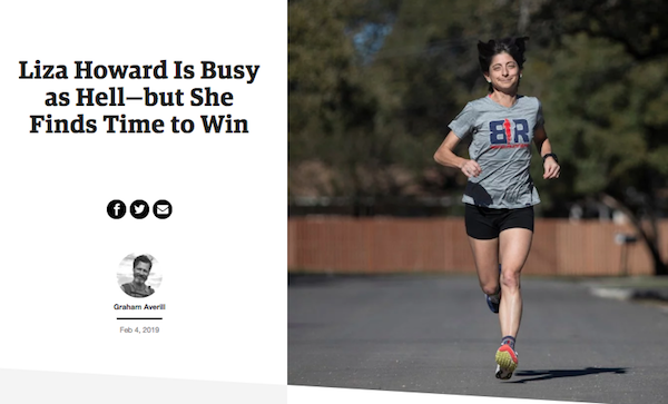 action shot of ultrarunner Liza Howard in Outside Magazine