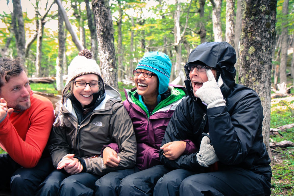 Giggling in the outdoors