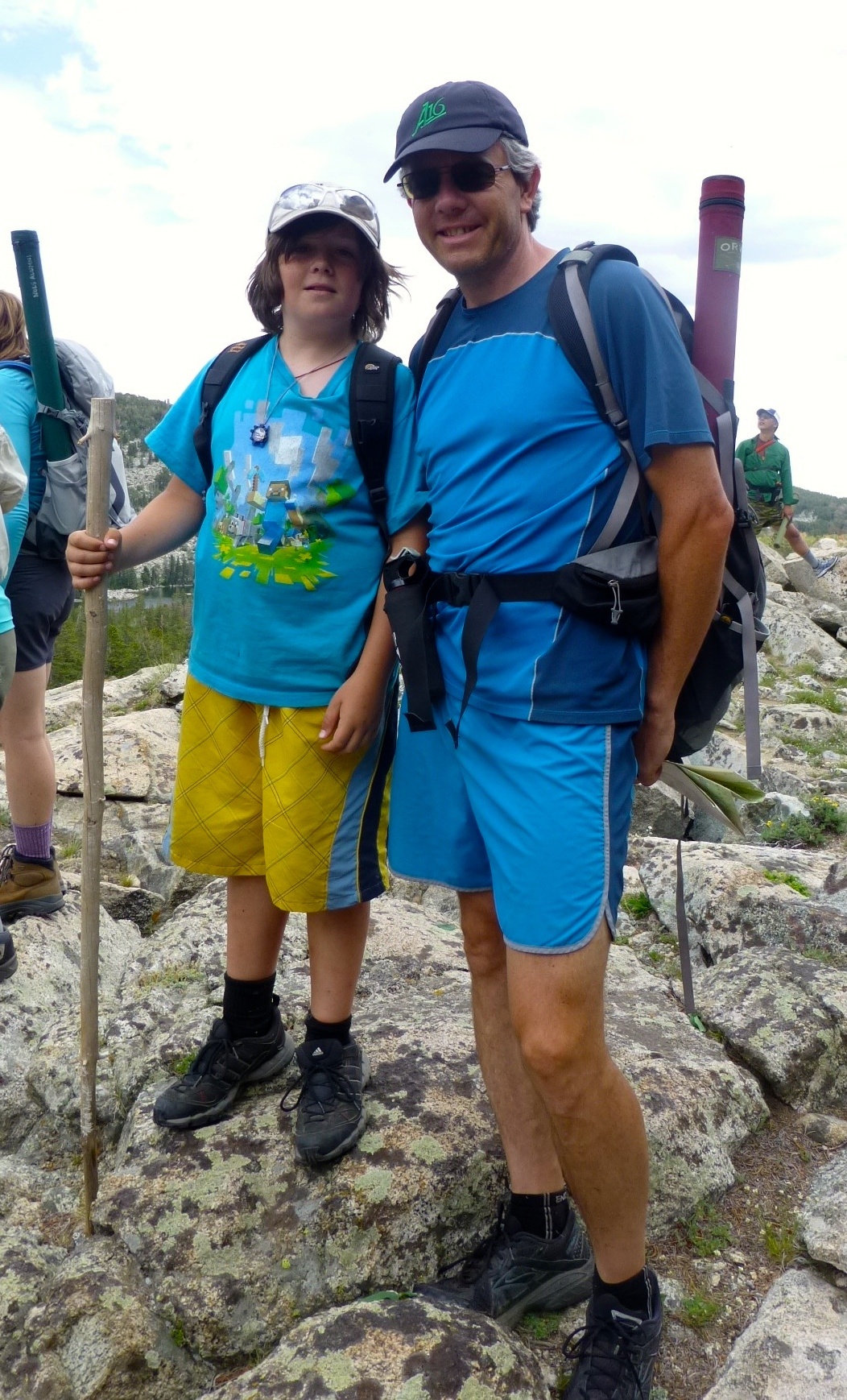 Judd and his son on a hike