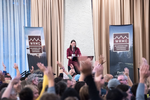participants applaud a speaker at the 2018 Wilderness Risk Management Conference in Portland