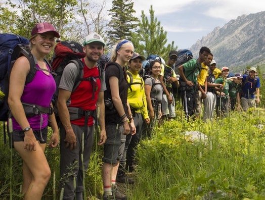 Randy Baum with student group backpacking in the Rocky Mountains