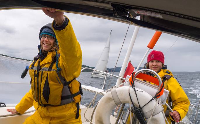 Students enjoying sailing out in the Pacific Northwest.