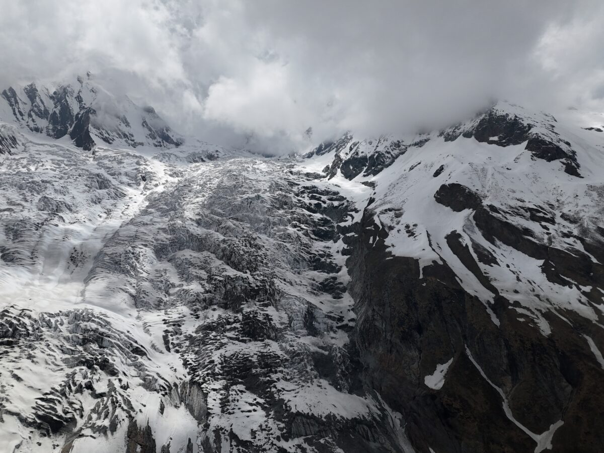 Drone shot of the Meola glacier.