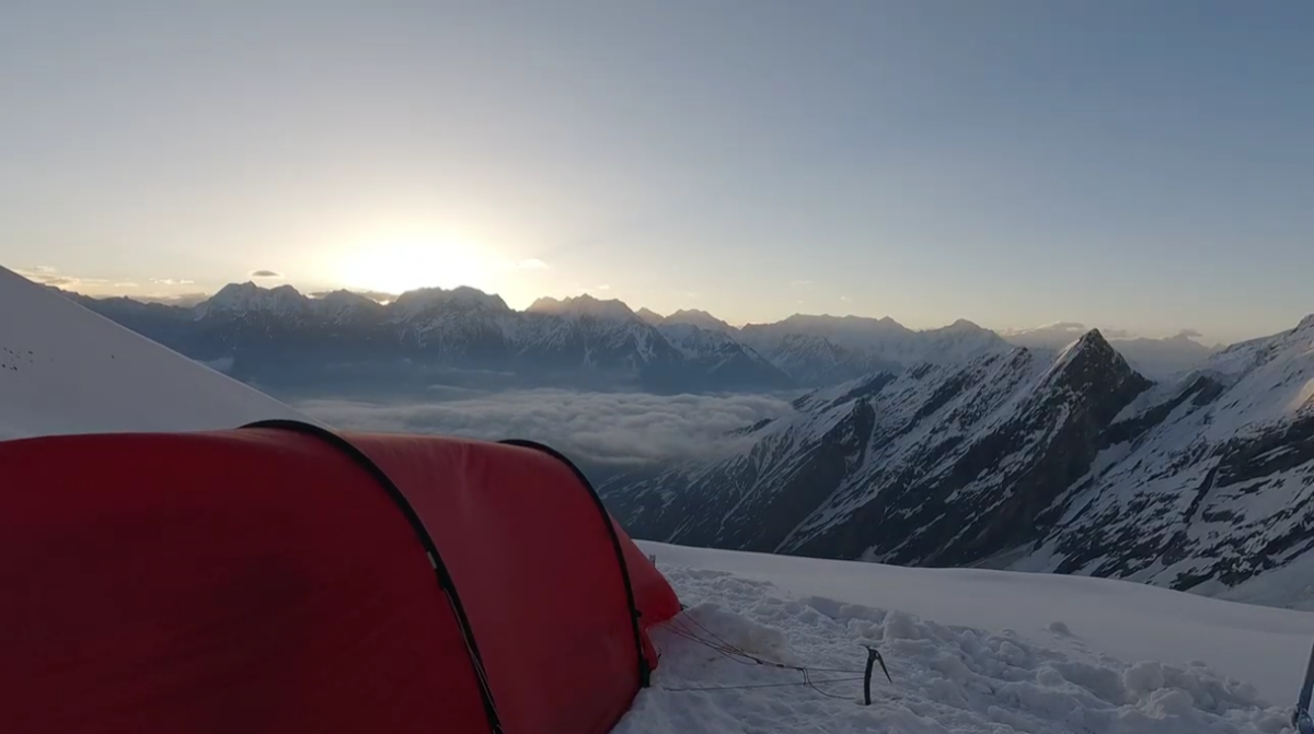 Camp 2 overlooking Nepal and Tibet Himalayas